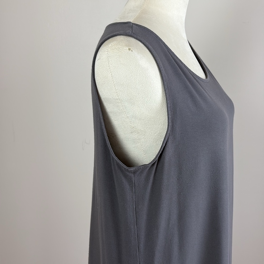 Eileen Fisher Sleeveless Dress Rayon Lycra Soft Stretch Knit A Line Grey Size M - Picture 8 of 11